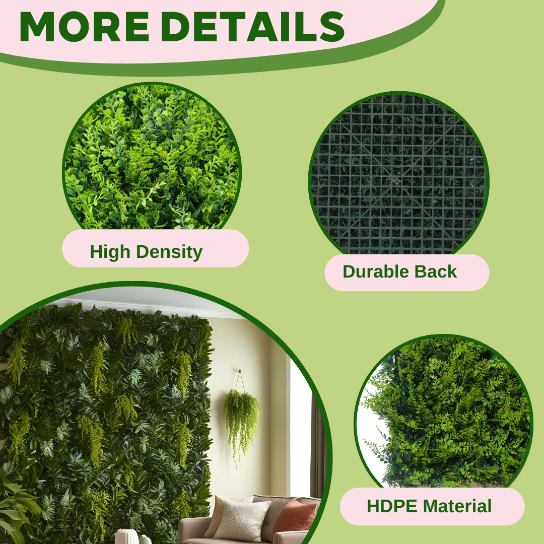 Zencewell Artificial Grass Wall Panels – 50 x 50cm, 12 Pack